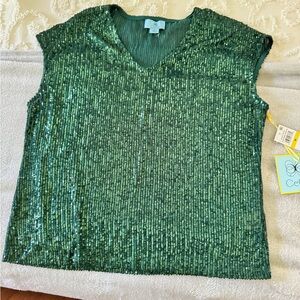 Sequin green top size medium